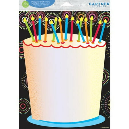 - Gartner Studios Birthday Cake Stationery, 40 count