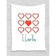 thumbnail image 1 of Romantic Tapestry, Hand Drawn Style Red Hearts Set with Scribble with I Love You Lettering, Wall Hanging for Bedroom Living Room Dorm Decor, 40W X 60L Inches, Dark Blue Red White, by Ambesonne, 1 of 2