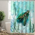 thumbnail image 6 of Extra Long 72"x84" Sea Turtle Shower Curtain Set with Hooks,Blue Starfish Seashell Coral Bathroom Curtain,Waterproof Washable Fabric for Bathroom Decor, 6 of 6