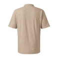 thumbnail image 5 of Men's Cotton Linen Henley Shirt 2026 Short Sleeve Button Down Shirts Solid Casual Summer Beach T-Shirts Complexion 5XL, 5 of 6