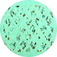 thumbnail image 1 of Ahgly Company Machine Washable Indoor Round Solid Turquoise Blue Modern Area Rugs, 7' Round, 1 of 4
