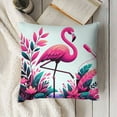 thumbnail image 3 of Christmas Pillow Cover&nbsp;Flamingos Wear Santa Hats Decorative Home Cushion Cover Flowers Outdoor Decor for Sofa Couch Pillowcase (Winter Flamingo), 3 of 5