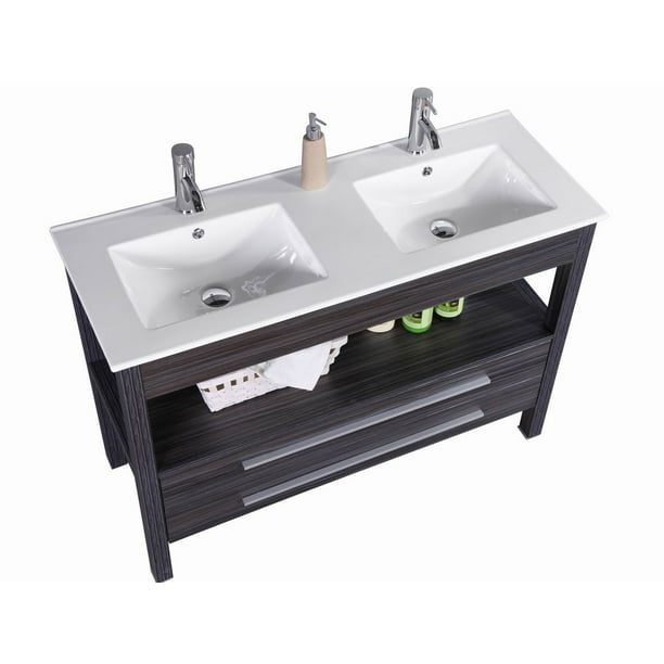 48 Inch Freestanding Modern Veneer, Double Sink 48 Inch Bathroom Vanity With Top