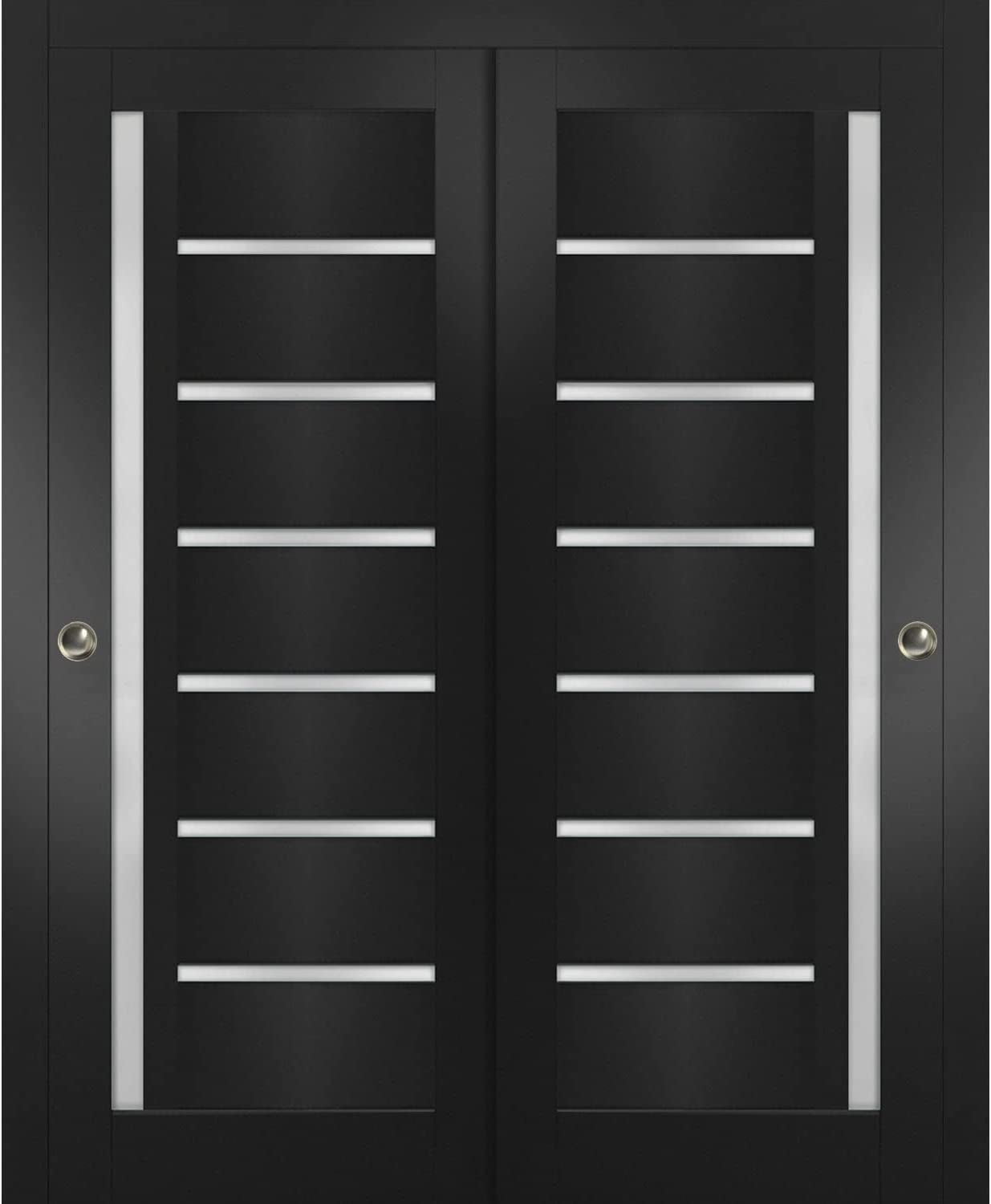 Sliding Closet Bypass Doors inches Quadro 4088 Matte Black with