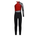 thumbnail image 3 of Haitryli Kids Girls Shiny Rhinestone One Shoulder Gymnastics Leotard Full Body Skating Jumpsuit Dance Bodysuit Unitard Burgundy 10, 3 of 5