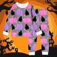 thumbnail image 2 of Tfken Halloween Nightwear Pajama Sets Girls Sleepwear 2 Piece Party Festival Halloween Pumpkin Print Pajamas Tops With Pants Set Homewear Long Sleeve Teen Soft Loungewear Outfit Size 2-3 Years Gray, 2 of 3