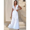 thumbnail image 6 of Women's Cutout Ruffled Cap Sleeve Maxi Dress for Summer Party Occasion with 60% Polyester 40% Nylon Sleek Look, 6 of 17