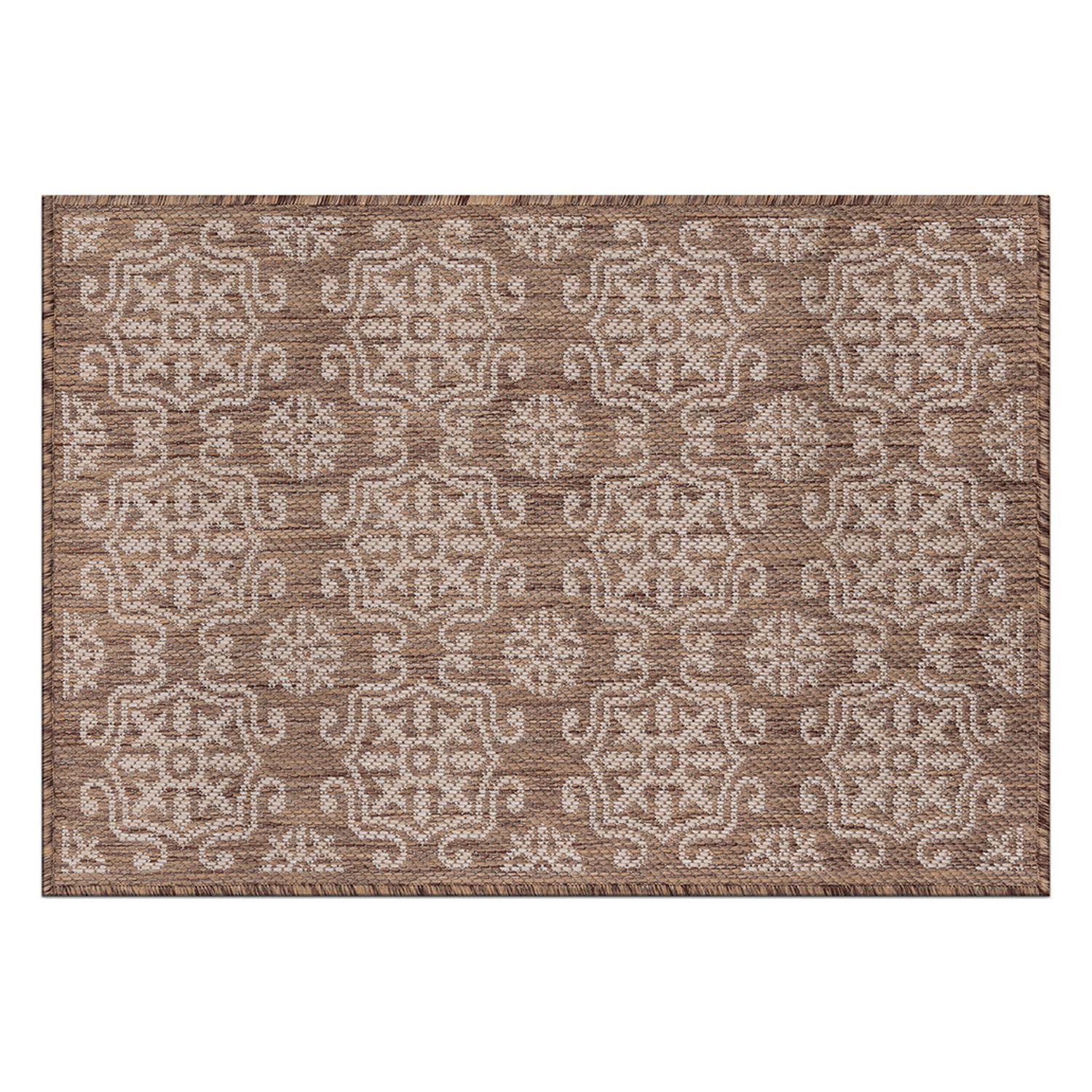 World Rug Gallery Transitional Geometric Textured Flat Weave Indoor/Outdoor Door Mat - BROWN 2'x3'