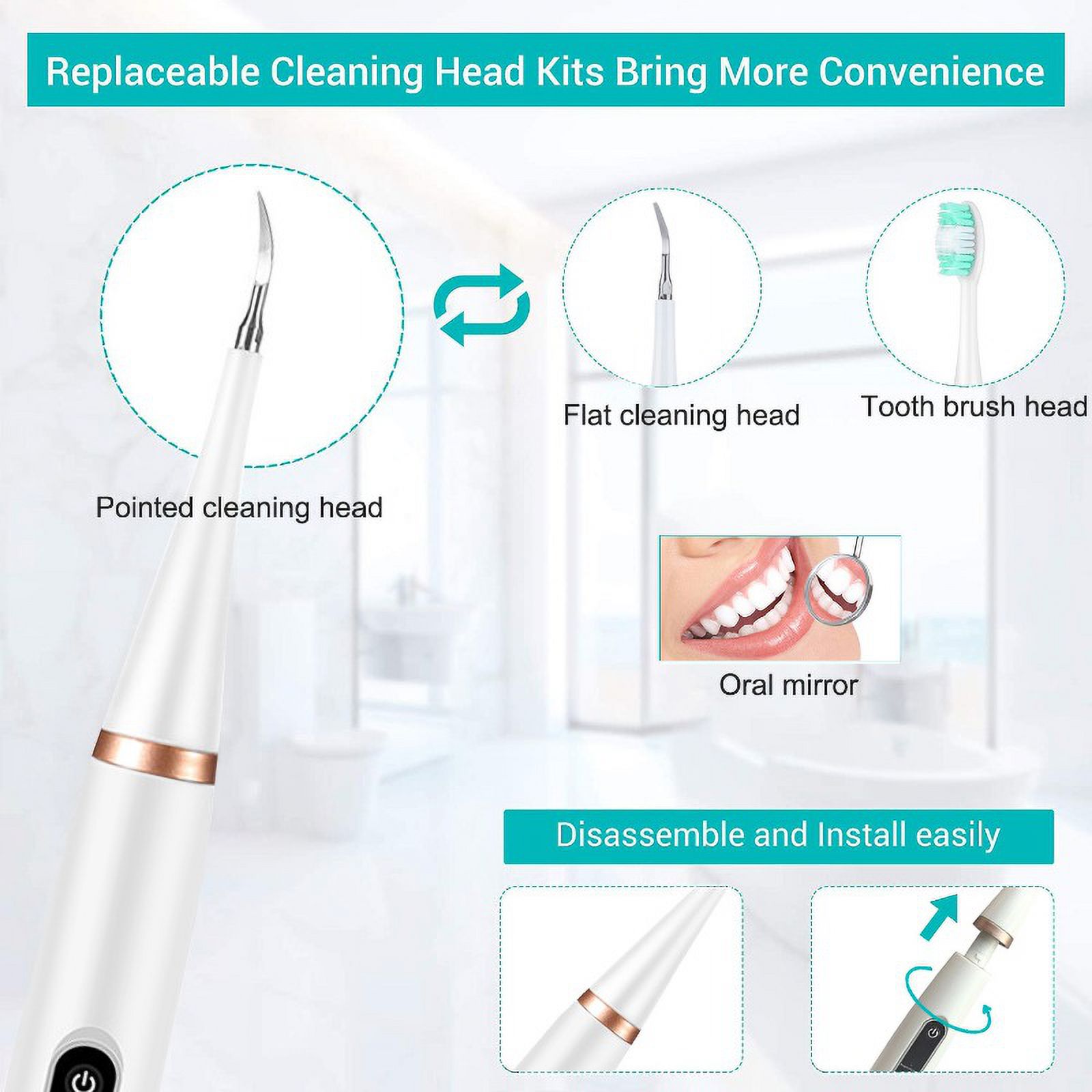 Electric ultrasonic teeth cleaner dental scaler dental tooth calculus stains tartar remover oral irrigator teeth whitening tool