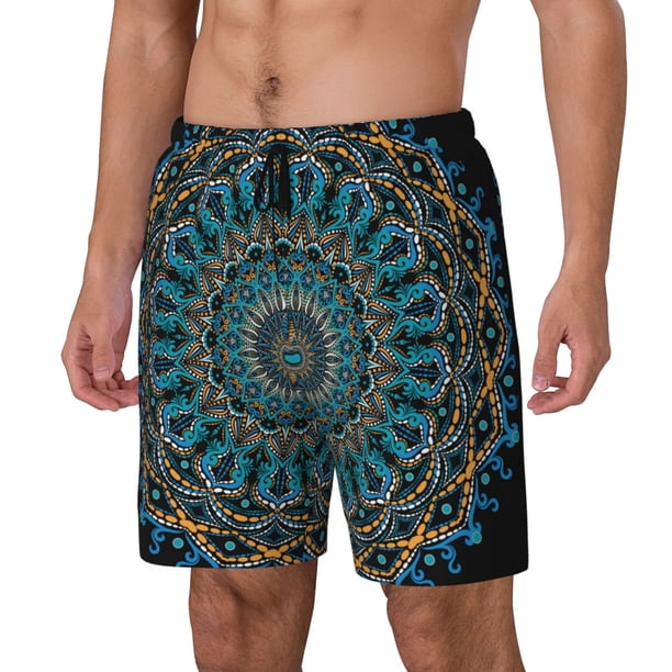 Fotbe Mandala Traje de Baño para Hombre – Shorts de Natación de Secado Rápido con Forro y Bolsillos-Medium