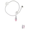 thumbnail image 2 of Delight Jewelry Silvertone 3-D Pink Running Shoe Silver-tone Rose Link Chain Bracelet, 6.25"+1.75" Extender, 2 of 4