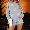 thumbnail image 4 of XSMGTUI Halloween Women's Sweatshirt Fall Ghost Fall Pumpkin Long Sleeve Casual Witch Bat Oversized Pullover Soft Comfortable Shirts Cute Vintage Graphic Top, 4 of 6