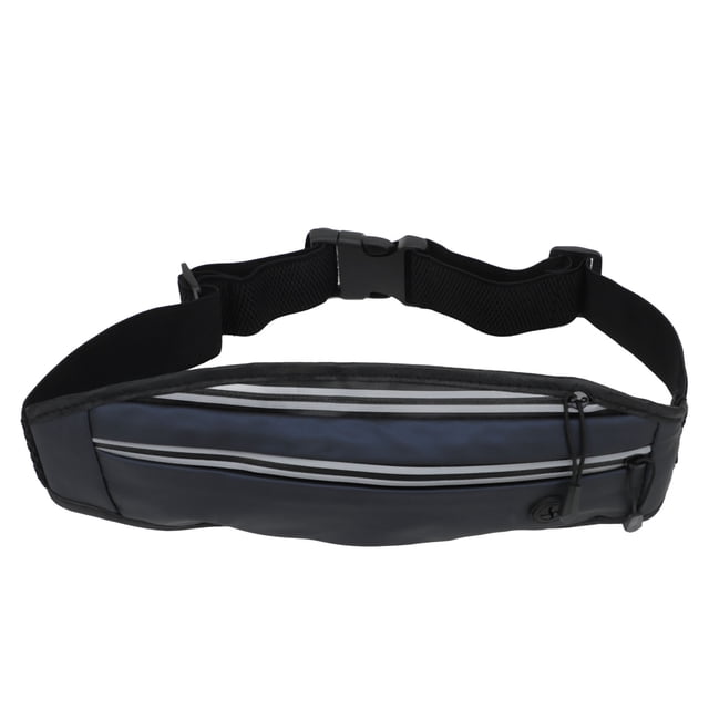 Cinturón para correr para hombre y mujer, reflectante, multifuncional, de poliuretano, con soporte para teléfono, para deportes al aire libre, color azul oscuro