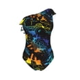 thumbnail image 4 of Yiaed Retro Truck Print Women One Piece Swimsuits Tummy Control One Shoulder Bathing Suits Pattern Ruffle Swimwear-XX-Large, 4 of 8