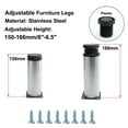 thumbnail image 4 of Uxcell  6'' Furniture Legs Worktop Shelves Feet Replacement Height Adjustable Stainless Steel Silver Tone 2pcs, 4 of 7
