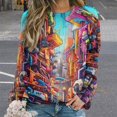 thumbnail image 2 of Sweatshirt For Womens Crewneck Abstract Oil Painting Hoodies Teen Girls Cute, 2 of 7