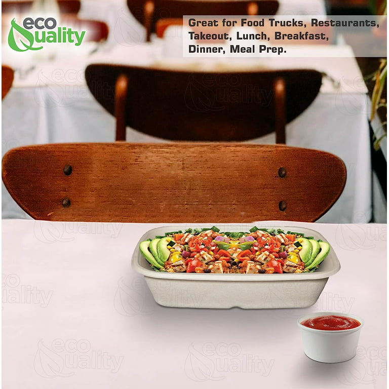 32oz Heavy Duty Salad Lunch Disposable Bowls with Lids Biodegradable –  EcoQuality Store