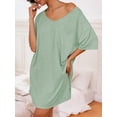 thumbnail image 3 of SWQZVT Womens Sleep Shirts V Neck Nightgown Oversized T Shirt Nightshirt Short Sleeve Cotton Sleepwear Lounge Dress, 3 of 8
