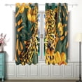 thumbnail image 2 of Leopard and Flowers Leaves Curtains Black Out 63 Inch Length Curtains for Sliding Glass Doors Bedroom Living Room 2 Panels Set, 2 of 5