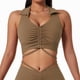 thumbnail image 3 of Brasier deportivo de nailon para mujer, con solapa, para yoga, yoga, baile, compras, viajes, correr, (XL-marrón), 3 of 5