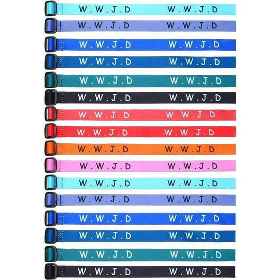 4 Pieces WWJD Bracelets What Would Jesus Do Wristbands Webbing Jesus Bracelets Random Colors (BONUS 1 FUN CHOPS & 1 ZIPPER BRACELET)