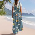 thumbnail image 4 of NMMUED Overalls for Women Loose Fit Linen Rompers Women Floral Overalls for Women One Piece Jumpsuits for Women Flowy Jumpsuits for Women, Light Blue 3XL, 4 of 7