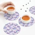 thumbnail image 3 of KLL Drink Coasters Set Round Shape of 4,PU Leather Absorbent Coasters Set Decorative Coffee Cup Coasters Housewarming Gift for Home Decor-white Skull crystal flower, 3 of 5