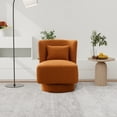 thumbnail image 2 of Swivel Accent Chair, Modern Boucle Upholstered Lounge Leisure Chair with Metal Base and Pillow, 360 Degree Armless Club Chair Comfy Single Sofa Chair for Living Room Bedroom Apartment, Camel, 2 of 7