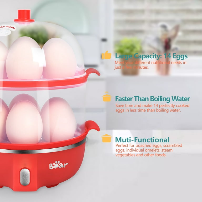 Bear Brand Rapid Electric Egg Cooker, 14 Capacity Egg Boiler Auto