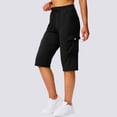 thumbnail image 5 of Long Shorts for Women Lightweight Quick Dry Hiking Cargo Shorts with Pockets Summer Drawstring Bermuda Short Black S, 5 of 8