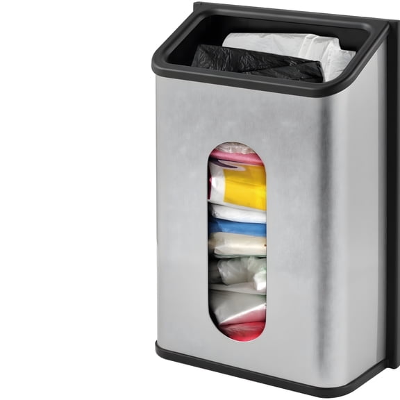 ACDANC Wall Mount Plastic Bag Holder, Stainless Steel Kitchen Grocery Plastic Bag Holder and Dispenser for Plastic Bags