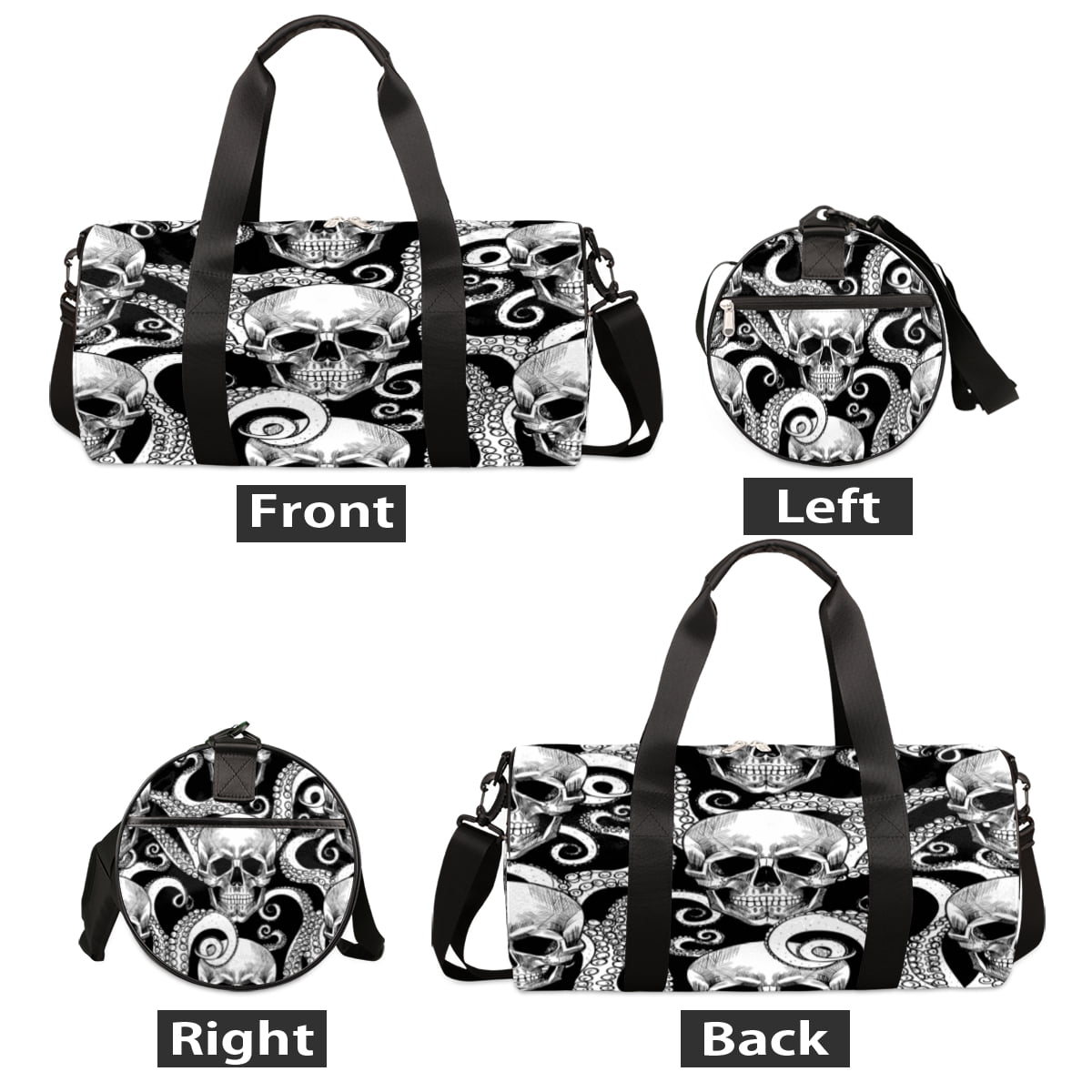 Octopus Skull Travel Sport Duffle Bag,Canvas Shoulder Tote Gym Bags for Overnight Weekender Dancing Yoga Gymnastics Ballet