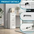 thumbnail image 4 of AQY 3 Drawer File Cabinet with Lock, Metal White Filing Cabinets for Home Office, 18" Deep Heavy Duty Vertical Storage Cabinet for Hanging A4/Letter/Legal Size Files, Assembly Required, 4 of 12