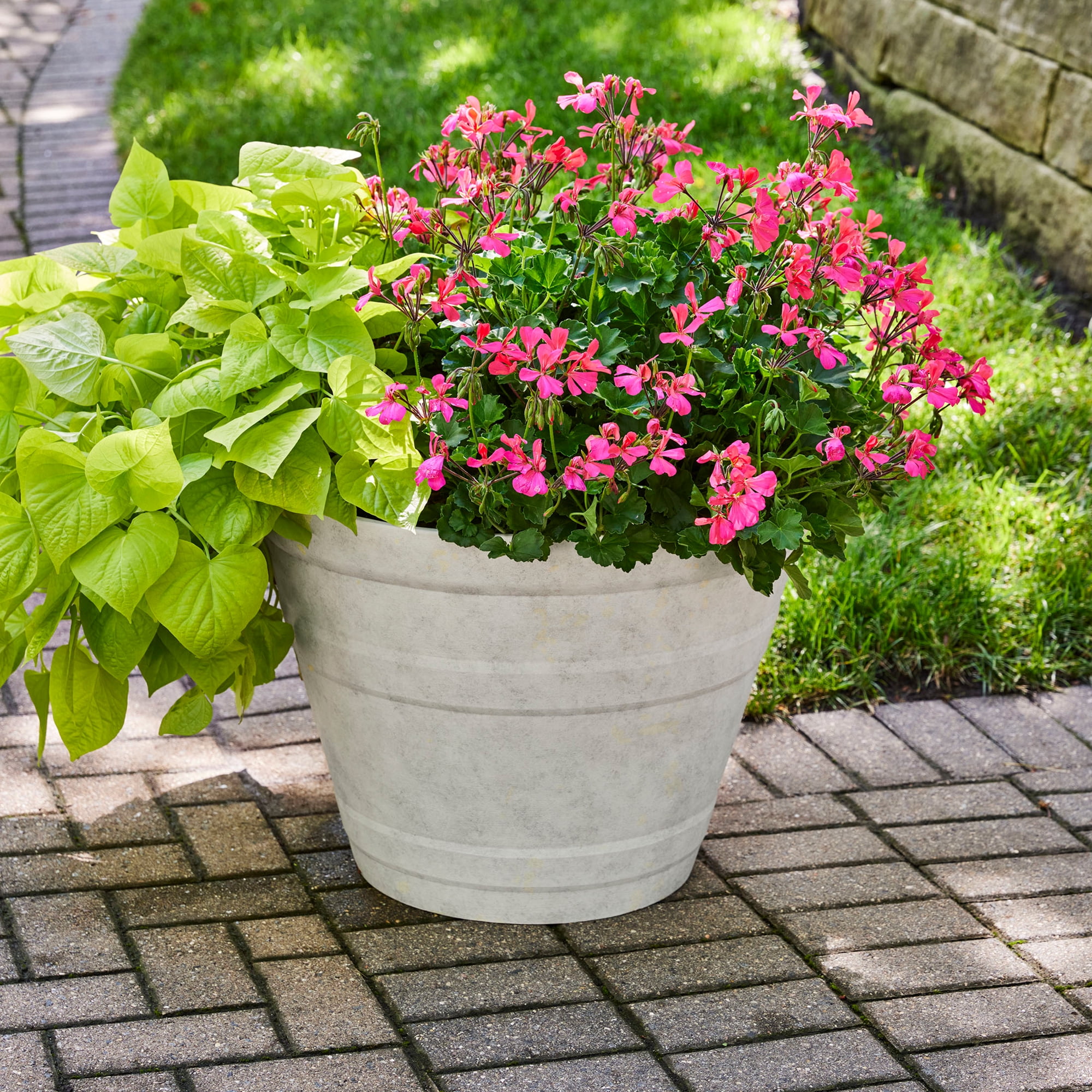 Better Homes & Gardens 21.8" D x 16.5" H Sandy Vanilla Dream Recycled Resin Planter