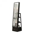 thumbnail image 2 of 360° Rotating Standing Jewelry Cabinet with Full Length Mirror Lockable Black MDF Jewelry Armoire Organizer with Interior Lighted Mirror Storage Drawers, 2 of 10