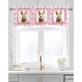 thumbnail image 2 of Easter Rabbit Flower Linen Curtain Valance for Bedroom/Bathroom/Kitchen/Office/Living/Dining Room Windows,Easter Bunny Watercolor Daisy Check Pocket Topper Drapes Decorative Cafe Drapery Panel 60x18, 2 of 6
