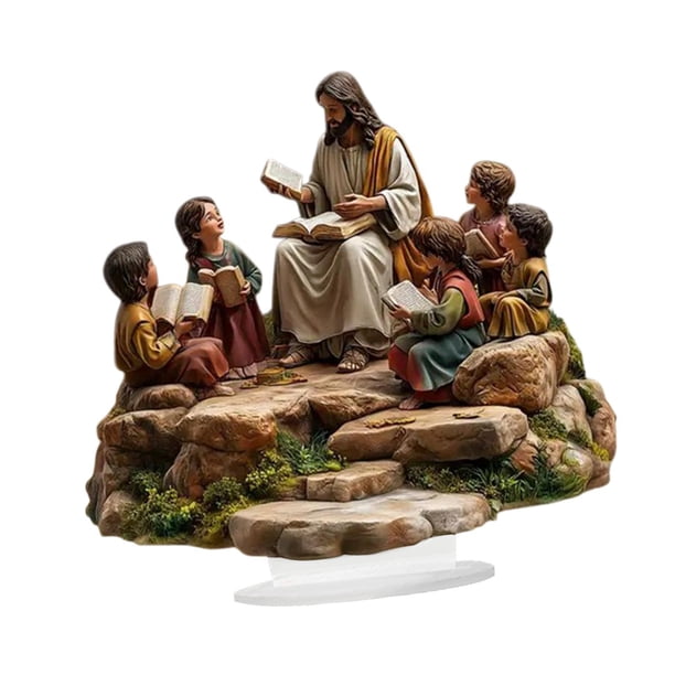 Figura decorativa de Jesucristo en 2D, acrílico, para mesa, coleccionable, para festividades Jesús dando conferencias