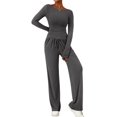 thumbnail image 3 of Conjuntos de Dos Piezas para Mujer: Camiseta Asimétrica de Larga, Pantalones Anchos y Chándal Informal. Gris Oscuro XS, 3 of 10