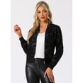 thumbnail image 2 of DARING DIVA Sequin Zipper Sparkly Party Bomber Jacket XS Black, 2 of 6
