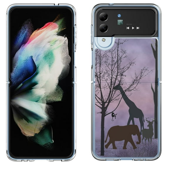 Shockproof Bumper Phone Case for Samsung Galaxy Z Flip 4 5G, by OneToughShield ® - Twilight Safari