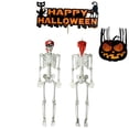 thumbnail image 1 of (Clearance!) Halloween Decorations Skeleton Skull Spirit Scary Life Size Props Posable Skeleton with Movable Joints for Adjusting Hands and Feet Flexibly, 1 of 12