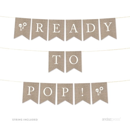 Ready To Pop Burlap Baby Shower Pennant Party Banner