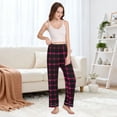 thumbnail image 5 of Dailycode Women's Pajama Pants Wide Leg Lounge Pj Bottoms With Pockets Black Pink Plaid, 5 of 7