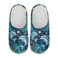 thumbnail image 2 of POLERO Women's Dolphin Moon Floral Print Closed Toe Slippers for Women Soft Sole Cotton Slide Lightweight Indoor Slippers Bedroom Shoes, Size 9-10, 2 of 7