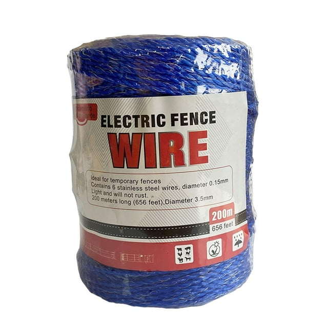 Valla eléctrica de polialambre para granja, alambre electrónico multiusos de baja resistencia, práctico, 200M, para caballos, perros, pastos de ganado , 3.5 mm 35 mm Sunnimix Cerca Eléctrica Polialambre