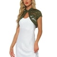 thumbnail image 4 of INSPIRE CHIC Women's Lace Bolero Shrug Stand Collar Button Short Sleeve Shoulder Cover Up M Army Green, 4 of 6