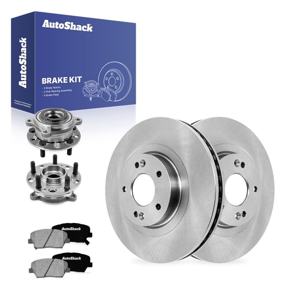 AutoShack Front Brake Rotors, Ceramic Pads & Hub Bearing Assemblies for Kia & Hyundai, Sorento 2016-2020 Santa Fe Sport 2016-2018, AWD FWD L4 2.0L 2.4L V6 3.3L - 12.6" (320 mm), 5-Lug