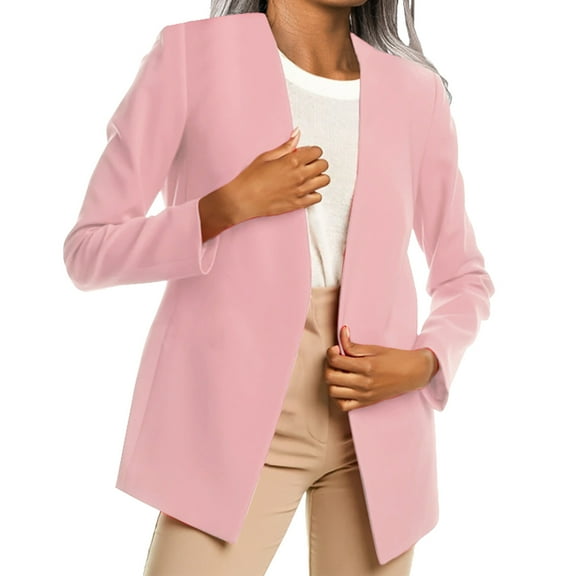 ketyyh-chn99 Red Blazer For Women Womens Casual Blazers Solid Long Puff Sleeve Open Front Jacket Cardigan Coat