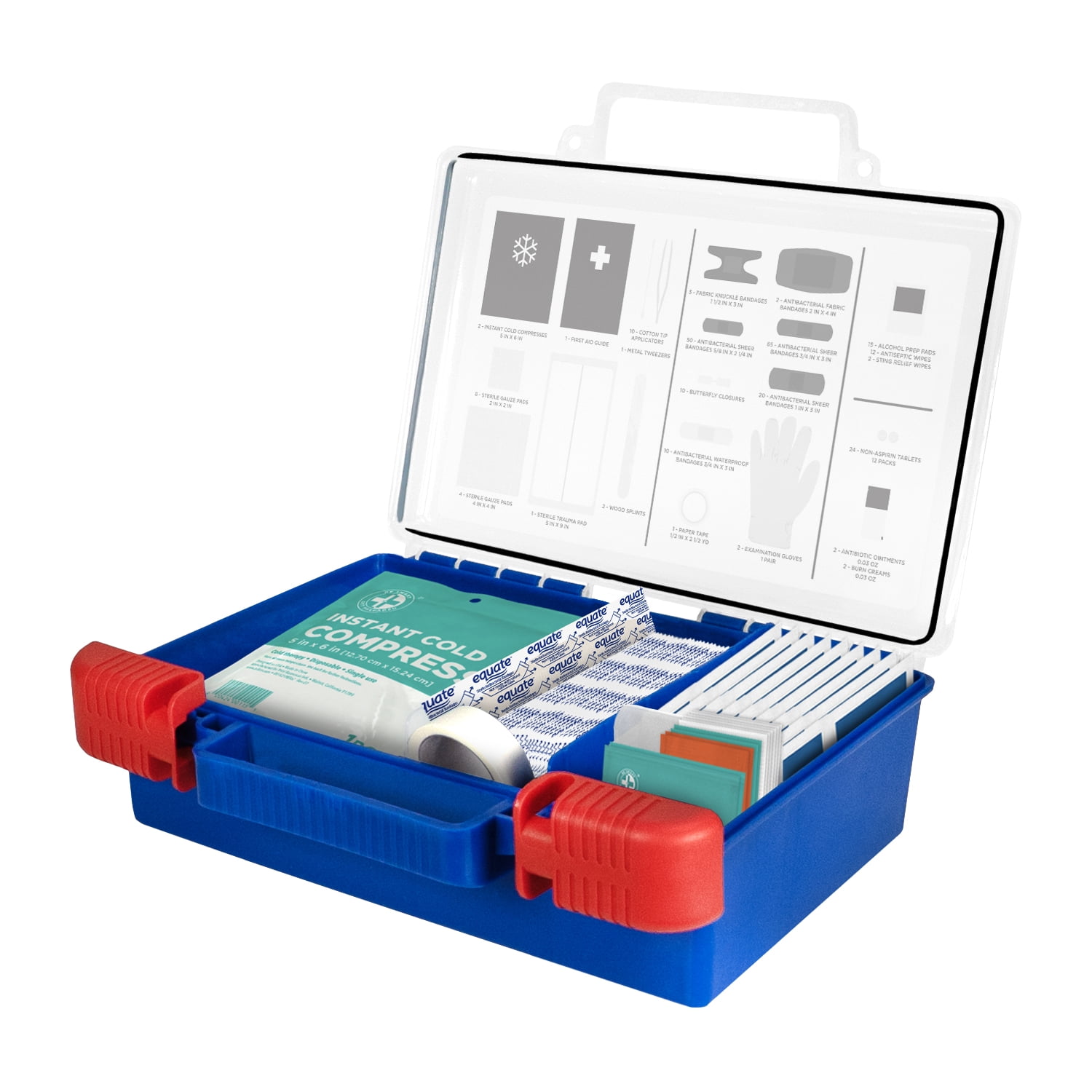 Equate All-Purpose First Aid Kit with Antibacterial Bandages, 250 Items