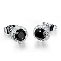 2.5ct Round cut Black & White Cubic Zirconia Ear Studs Earrings 8mm for Women 925 Sterling Silver